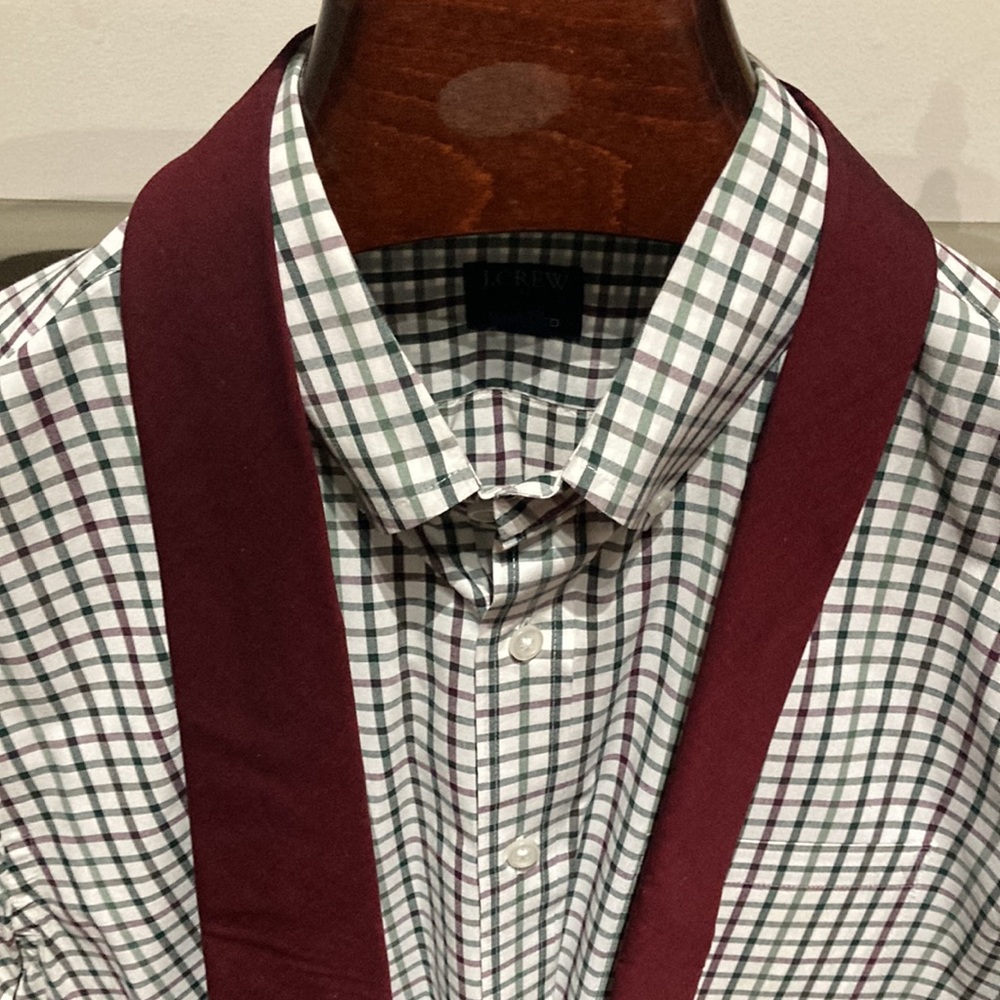 J.Crew men’s large button-down slim fit red/green grid pattern, tie not included